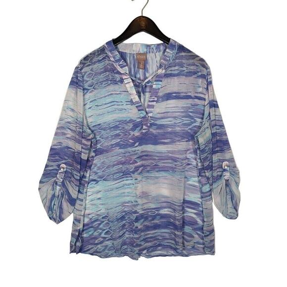 Chicos semi sheer watercolor breezy blouse size xl 3 - Picture 1 of 9